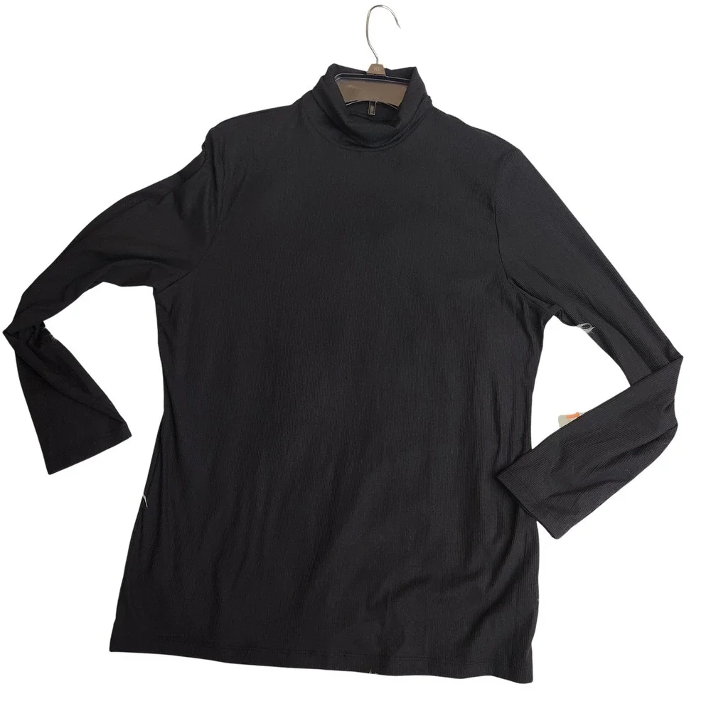 32 Degrees Heat Black Ribbed Turtleneck Long Sleeve Thermal Shirt Top‎ XXL NWT
